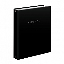 Тетрадь на кольцах А5 175х215 мм, 120 л., твердый картон, клетка, BRAUBERG "Minimal black", 404713