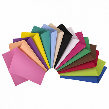 Пористая резина/фоамиран А4, 1 мм, НАБОР, 15 листов, 15 цветов, яркие цвета, ОСТРОВ СОКРОВИЩ, 665097