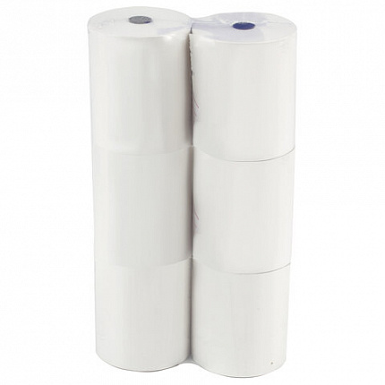 Чековая лента ТЕРМОБУМАГА 80 мм (диаметр 56-65 мм, длина 50 м, втулка 12 мм), КОМПЛЕКТ 6 шт., 44 г/м2, STAFF, 111954