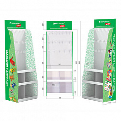 Стойка напольная BRAUBERG KIDS, 180х60х40 см, 3 полки, 16 крючков, 505973