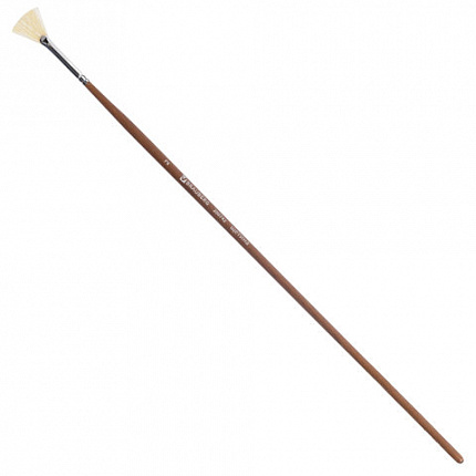 Кисть художественная профессиональная BRAUBERG ART CLASSIC, щетина, веерная, № 2, длинная ручка, 200742