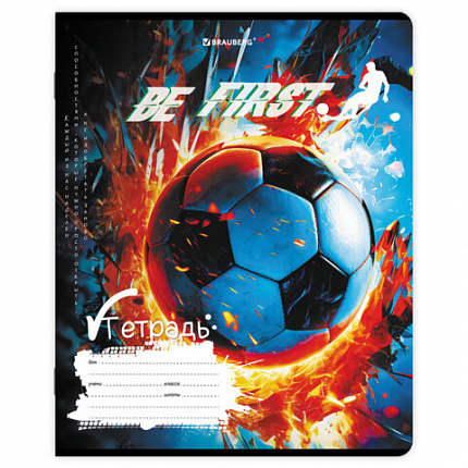 Тетрадь 12 л. BRAUBERG косая линия, обложка картон, ФУТБОЛ, 107290
