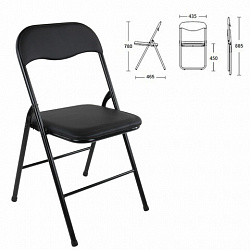 Стул складной BRABIX "Golf CF-007", черный каркас, кожзам черный, 531565