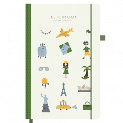 Скетчбук, слоновая кость 140 г/м2, 130х210 мм, 80 л., софт-тач, резинка, BRAUBERG ART CLASSIC, "Traveler", 117775