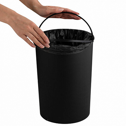 Ведро для мусора СЕНСОРНОЕ 12 л, нержавеющая сталь, черная матовая крышка, питание от 4-х батареек AA (не входят в комплект), LAIMA, 609326