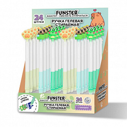 Ручка стираемая с топпером гелевая FUNSTER (ФАНСТЕР) "CUTE ANIMALS", СИНЯЯ, ассорти, пишущий узел 0,5 мм, 144516