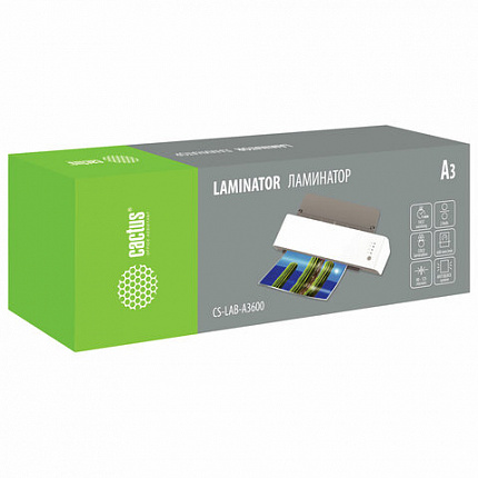 Ламинатор CACTUS CS-LAB-A3600, формат A3, толщина пленки 80-125 мкм, скорость 60 см/мин, белый, 1368020