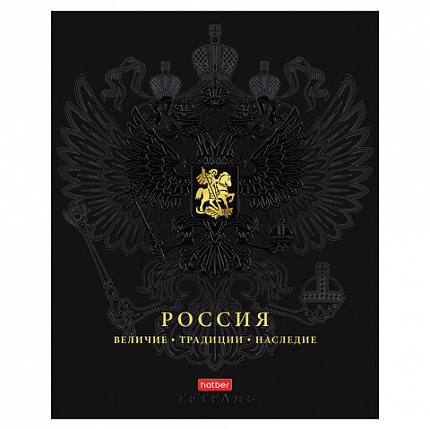 Тетрадь А5 48 л., HATBER, скоба, клетка, матовая ламинация, 3D-фольга, 3D-лак, Россия (микс), 093210, 48Т5лофлВ1