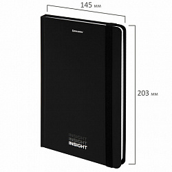 Блокнот с резинкой в клетку 96 л., А5, 145х203 мм, твердая обложка, BRAUBERG, "Insight", 113723