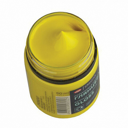 Краска акриловая глянцевая "Декола", банка 50 мл, желтая светлая, Невская Палитра, 2928213
