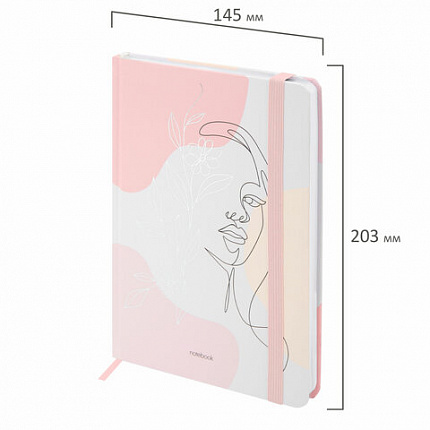 Ежедневник недатированный с резинкой А5 145х203 мм, BRAUBERG, твердый, фольга, 128 л., "Figure", 116297