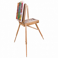 Этюдник BRAUBERG ART CLASSIC, бук, 50х34х11 см, высота холста 87 см, ножки деревянные 90 см, ремень, 190654
