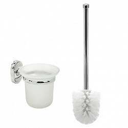 Ершик для унитаза подставка из толстого стекла, крепление к стене, хромированная сталь, LAIMA, 607425