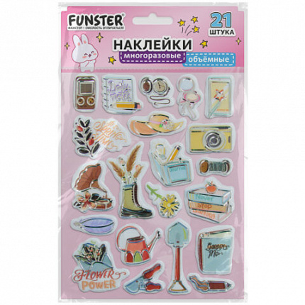 Наклейки объемные "Вдохновение", 19х15 см, ассорти 12 видов, FUNSTER (ФАНСТЕР), 666088