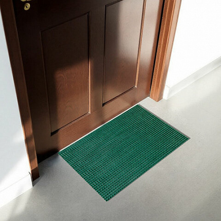 Коврик придверный 45х60 см, ЗЕЛЕНЫЙ пластиковый грязезащитный, толщина 10 мм, "ТРАВКА", PRIMILA (ПРИМИЛА), 701065