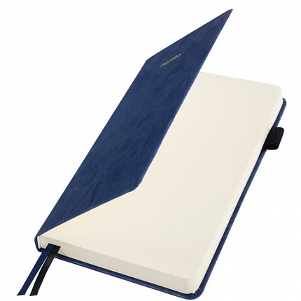 Ежедневник недатированный А5 138x213 мм, BRAUBERG "Velvet", резинка, держатель, 160 л., синий, 116243