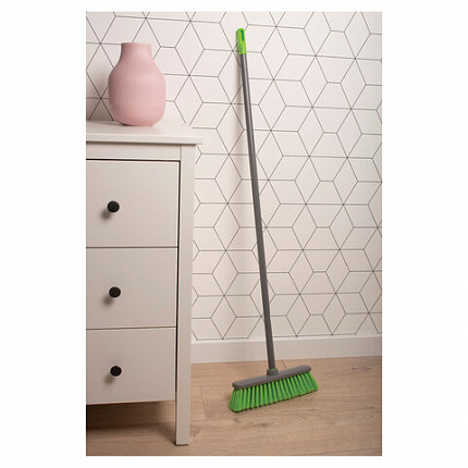 Щетка для уборки КОМПЛЕКТ черенок 110 см + щетка 35 см, щетина 8 см, в сборе, еврорезьба, YORK, 51040