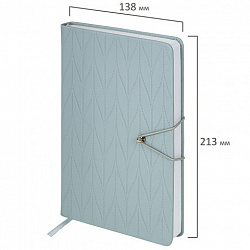 Ежедневник недатированный А5 138х213 мм, BRAUBERG "Braided", под кожу, гвоздик 160 л., серо-голубой, 116599