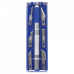 Нож макетный ОСТРОВ СОКРОВИЩ, 6 разновидностей лезвий, металл, пластиковый футляр, 237161