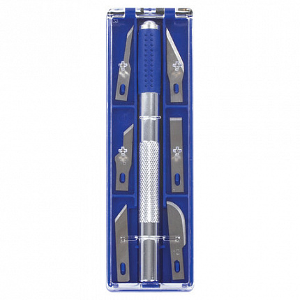 Нож макетный ОСТРОВ СОКРОВИЩ, 6 разновидностей лезвий, металл, пластиковый футляр, 237161