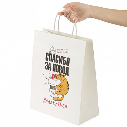 Пакет подарочный (1 штука) 26х13х32 см (L) "Funny Notes", ассорти, крафт, ЗОЛОТАЯ СКАЗКА, 700824