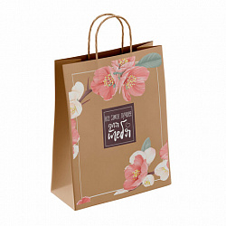 Крафт-пакет бумажный "Для тебя" 22х12х25 см, с кручеными ручками, плотность 80 г/м2, 110562