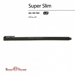 Ручка гелевая BRUNO VISCONTI "Super Slim Black", ЧЕРНАЯ, узел 0,28 мм, линия 0,2 мм, 20-0397