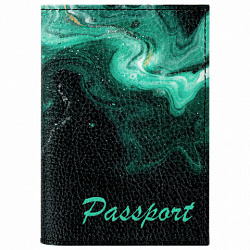 Обложка для паспорта натуральная кожа флоттер, принт "Дым", цвет черный, BRAUBERG, 238869