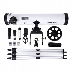 Телескоп рефлектор астрономический, увеличение 525х, объектив 76 мм, фокусное расстояние 700 мм, видоискатель, BRAUBERG 76700, 391398