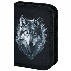 Пенал BRAUBERG, 1 отделение, полиэстер, 21х14 см, "Gray wolf", 273520