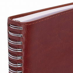 Бизнес-тетрадь на гребне А5 148x218 мм, BRAUBERG "Office PRO", под кожу, клетка, 80 л., коричневая, 111044