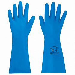 Перчатки нитриловые КЩС, STRONG, химически устойчивые, синие, размер 9-9,5, L (большой), RABBITEX (РАББИТЕКС), 700908