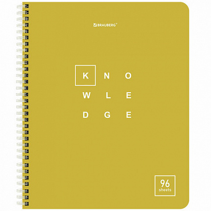 Тетрадь А5 96 л. BRAUBERG, гребень, клетка, обложка картон, "Knowledge" (микс в спайке), 404421