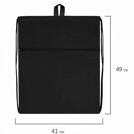 Мешок для обуви BRAUBERG БОЛЬШОЙ, с ручкой, карман на молнии, сетка, 49х41 см, "Total Black", 273453