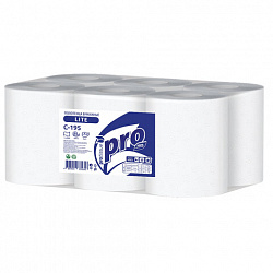 Полотенца бумажные с центральной вытяжкой 275 м, PROtissue (M2) LITE, 1-слойные, белые, КОМПЛЕКТ 6 рулонов, С195