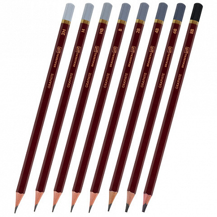 Карандаши чернографитные художественные 2H-8B, НАБОР 8 шт., В ПЕНАЛЕ, BRAUBERG ART "PREMIERE", 181894