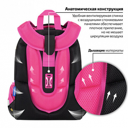 Ранец BRAUBERG PREMIUM, 2 отделения, с брелоком, "Headphones", велюровая нашивка, 38х29х16 см, 273100