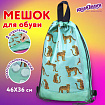 Мешок для обуви ЮНЛАНДИЯ, с ручками, боковой карман на молнии, 46х36 см, "Wild Cats", 271614