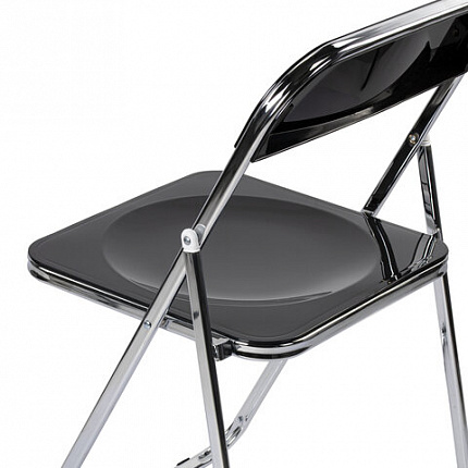 Стул складной глянцевый черный BRABIX "Style CF-015", хромированный каркас, пластик, 533248