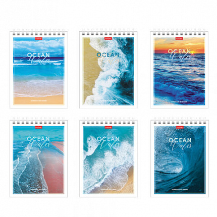 Блокнот МАЛЫЙ ФОРМАТ А6, 40 л., гребень, картон, клетка, HATBER, "Аквалайф", 080473, 40Б6В1гр