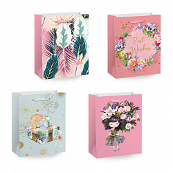 Пакет подарочный (1 штука) 18х10х23 см (M), "Kraft For Woman", ассорти, глиттер, фольга, ЗОЛОТАЯ СКАЗКА, 700805