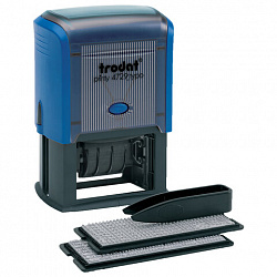Датер самонаборный, месяц ЦИФРАМИ, ДЛЯ БАНКА, 4 строки + дата, оттиск 50х30 мм, синий, TRODAT 4729 P3, КАССЫ, 62257