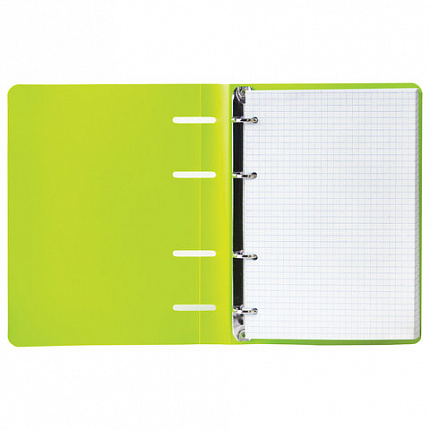 Тетрадь на кольцах А5 160х215 мм, 80 л., пластик, клетка, BRAUBERG, "Салатовый", 403250