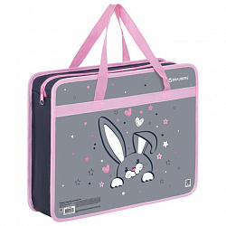 Папка на молнии с ручками BRAUBERG А4, 1 отделение, пластик, 80 мм, "Curious bunny", 272164