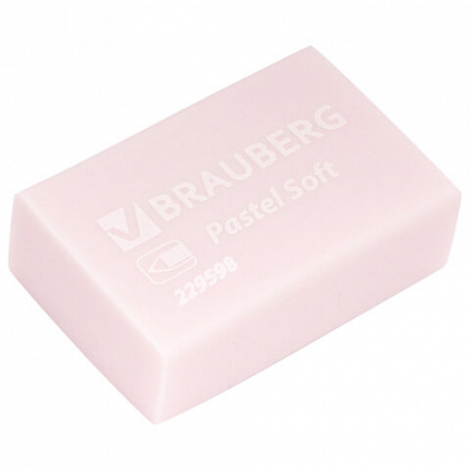 Ластики BRAUBERG "Pastel Soft" НАБОР 12 шт., размер ластика 31х20х10 мм, экологичный ПВХ, 229598