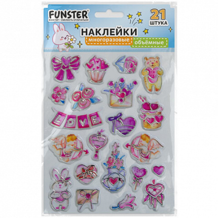 Наклейки объемные "Вдохновение", 19х15 см, ассорти 12 видов, FUNSTER (ФАНСТЕР), 666088