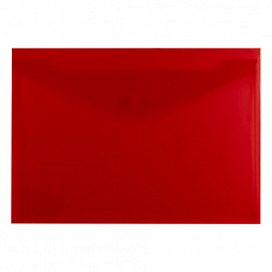 Папка-конверт с кнопкой прозрачная А4, BRAUBERG "UNIVERSAL", до 100 листов, красная, 0,15 мм, 273073