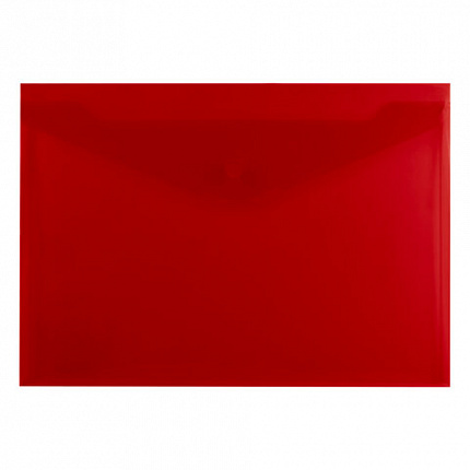 Папка-конверт с кнопкой прозрачная А4 BRAUBERG UNIVERSAL, до 100 листов, красная, 0,15 мм, 273073