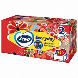 Салфетки косметические 2-слойные в картонном коробе, 250 штук, ZEWA Everyday, 8679