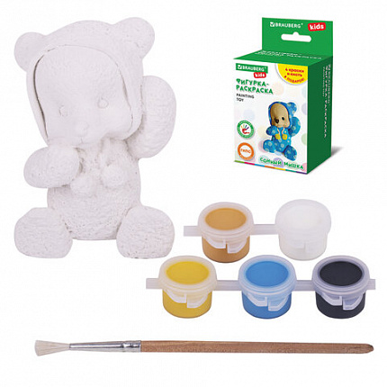 ФИГУРКА ИЗ ГИПСА с красками и кистью для росписи, ассорти, BRAUBERG KIDS, 665203